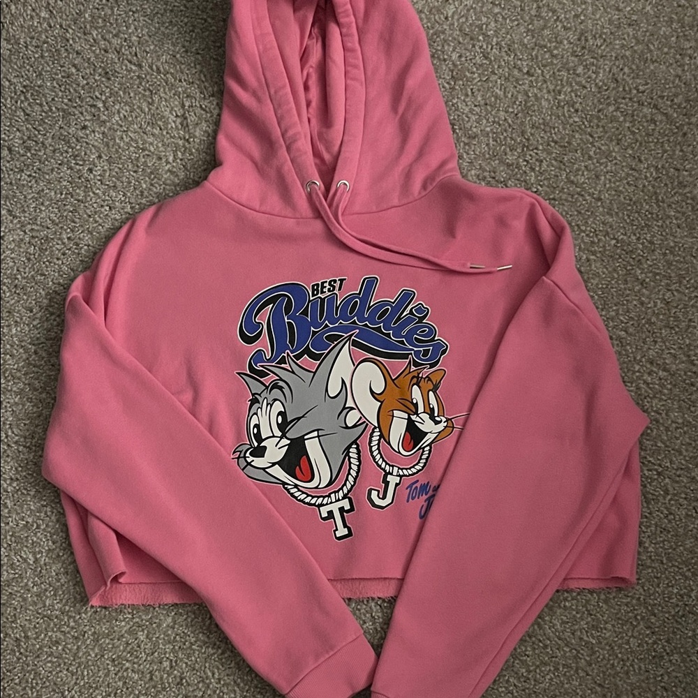 'Best Buddies' Pink Cropped Hoodie